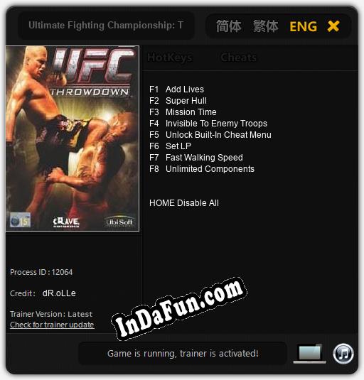 Ultimate Fighting Championship: Throwdown: TRAINER AND CHEATS (V1.0.62)
