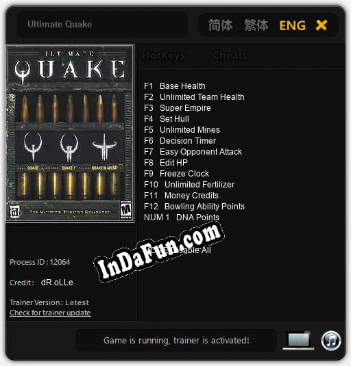 Ultimate Quake: TRAINER AND CHEATS (V1.0.54)