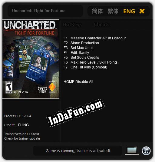 Uncharted: Fight for Fortune: TRAINER AND CHEATS (V1.0.71)