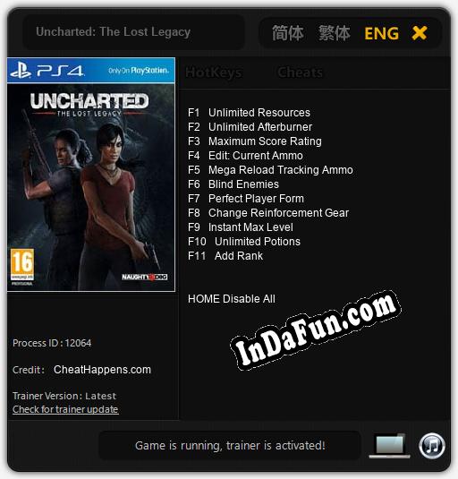 Uncharted: The Lost Legacy: Cheats, Trainer +11 [CheatHappens.com]
