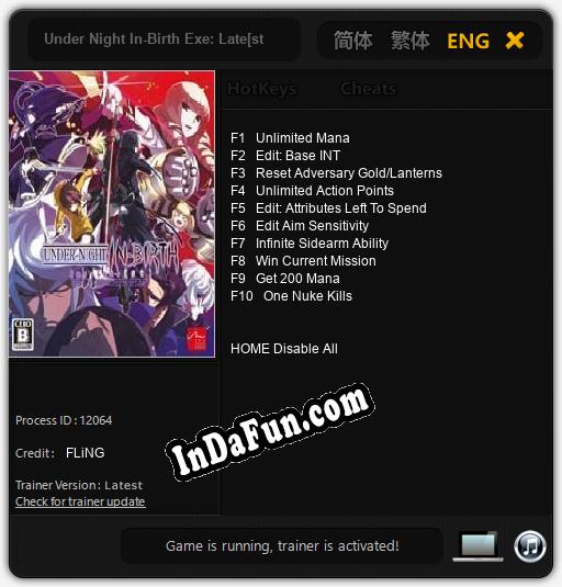 Under Night In-Birth Exe: Late[st]: Cheats, Trainer +10 [FLiNG]