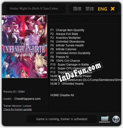 Under Night In-Birth II Sys:Celes: Trainer +15 [v1.5]