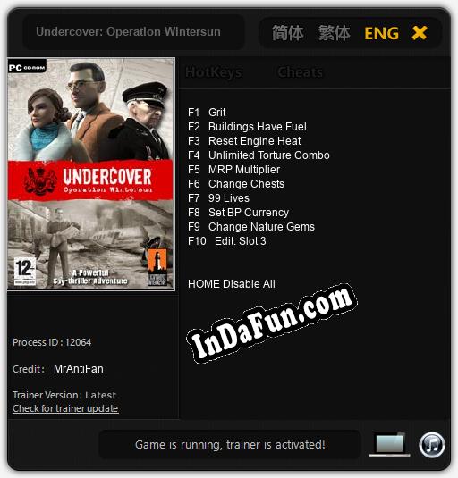 Trainer for Undercover: Operation Wintersun [v1.0.7]