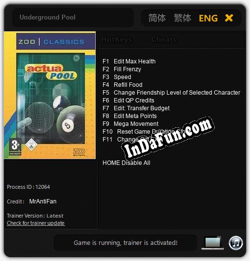 Underground Pool: Cheats, Trainer +11 [MrAntiFan]