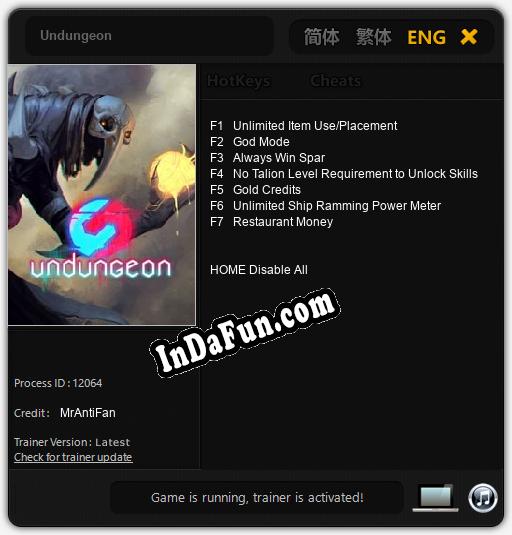 Undungeon: TRAINER AND CHEATS (V1.0.6)