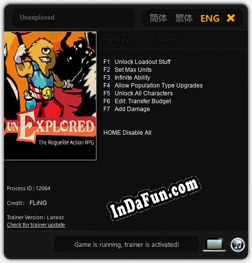 Unexplored: Cheats, Trainer +7 [FLiNG]