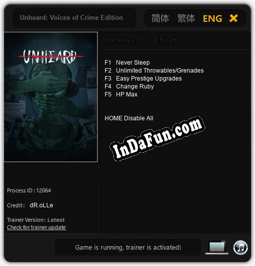 Unheard: Voices of Crime Edition: Cheats, Trainer +5 [dR.oLLe]