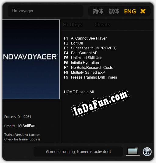 Univoyager: Trainer +9 [v1.3]