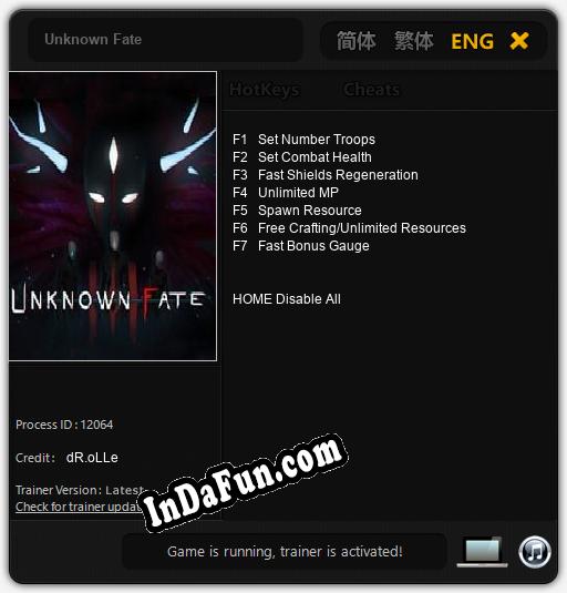 Unknown Fate: Cheats, Trainer +7 [dR.oLLe]