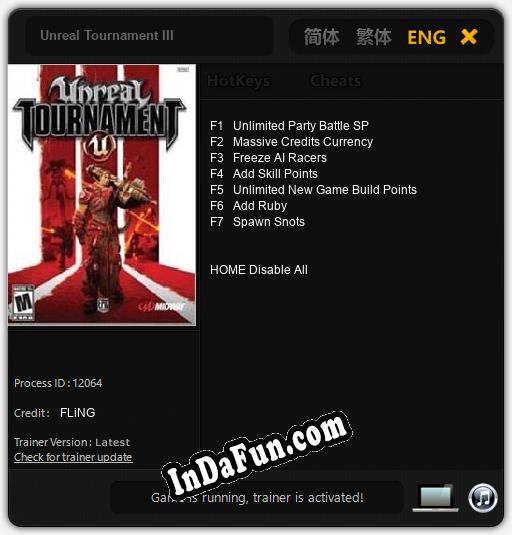 Unreal Tournament III: Cheats, Trainer +7 [FLiNG]