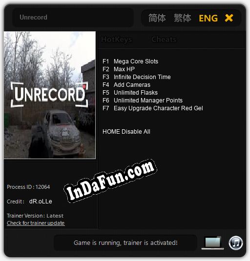 Unrecord: Trainer +7 [v1.6]