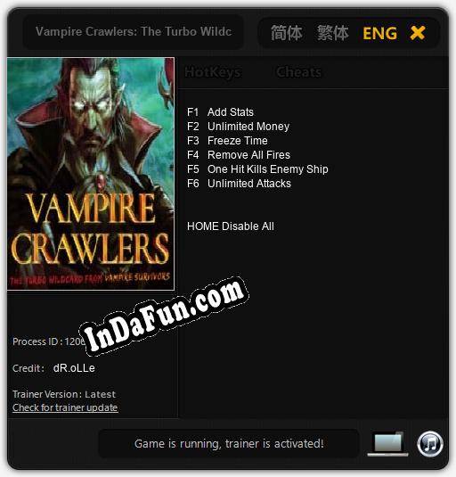 Trainer for Vampire Crawlers: The Turbo Wildcard from Vampire Survivors [v1.0.1]