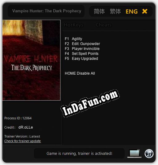 Vampire Hunter: The Dark Prophecy: TRAINER AND CHEATS (V1.0.33)