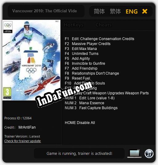 Vancouver 2010: The Official Video Game of the Olympic Winter Games: Cheats, Trainer +15 [MrAntiFan]