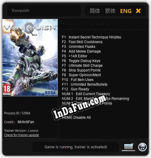 Vanquish: Trainer +15 [v1.3]