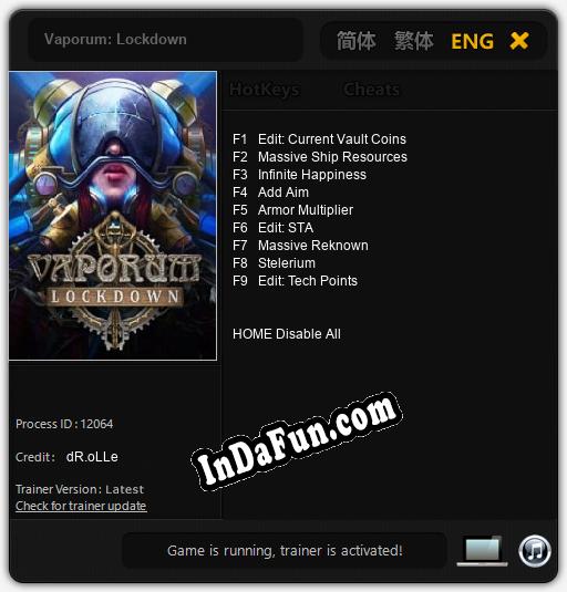 Vaporum: Lockdown: Cheats, Trainer +9 [dR.oLLe]