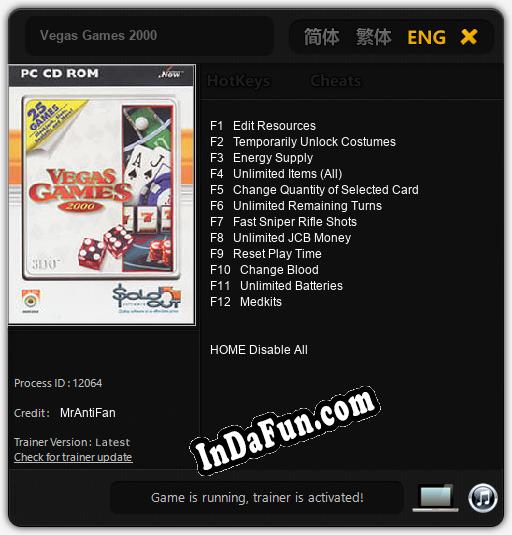 Vegas Games 2000: TRAINER AND CHEATS (V1.0.87)