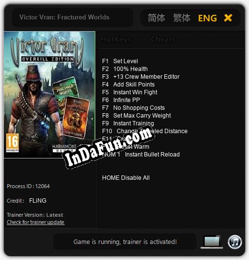 Trainer for Victor Vran: Fractured Worlds [v1.0.8]