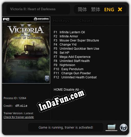 Victoria II: Heart of Darkness: Trainer +12 [v1.6]