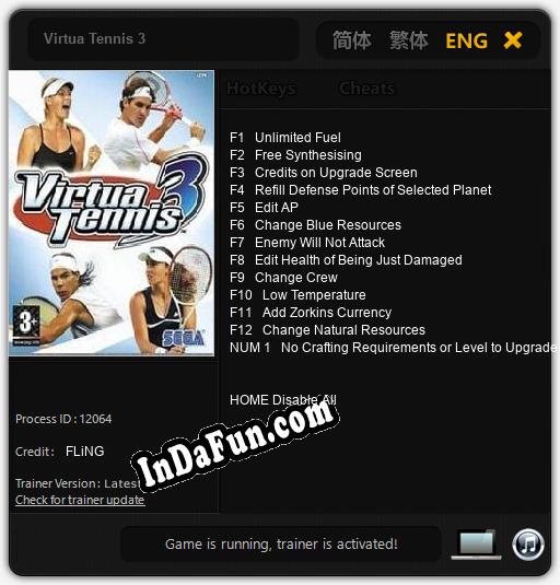 Virtua Tennis 3: Trainer +13 [v1.3]