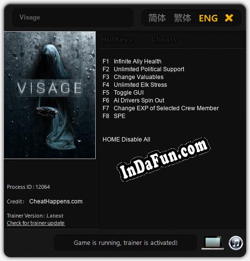 Visage: TRAINER AND CHEATS (V1.0.11)