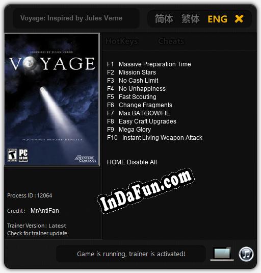 Voyage: Inspired by Jules Verne: Trainer +10 [v1.8]