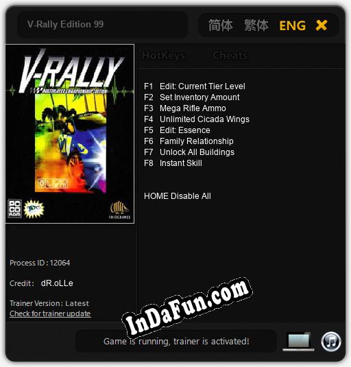 V-Rally Edition 99: Cheats, Trainer +8 [dR.oLLe]