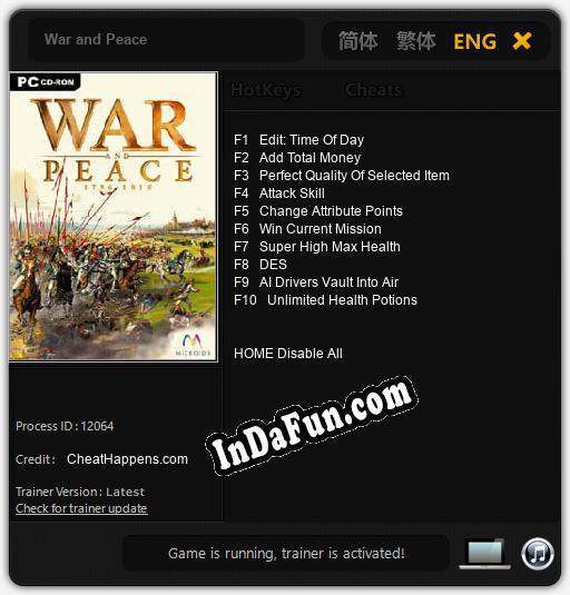 War and Peace: Cheats, Trainer +10 [CheatHappens.com]