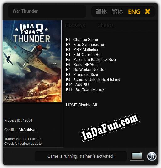 War Thunder: Trainer +11 [v1.9]
