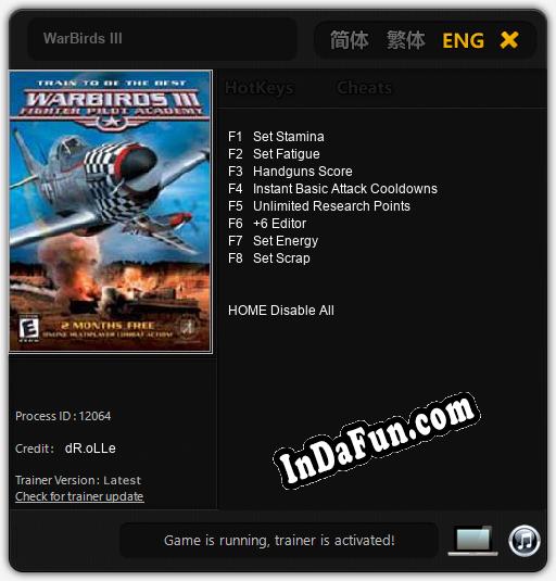 WarBirds III: TRAINER AND CHEATS (V1.0.1)