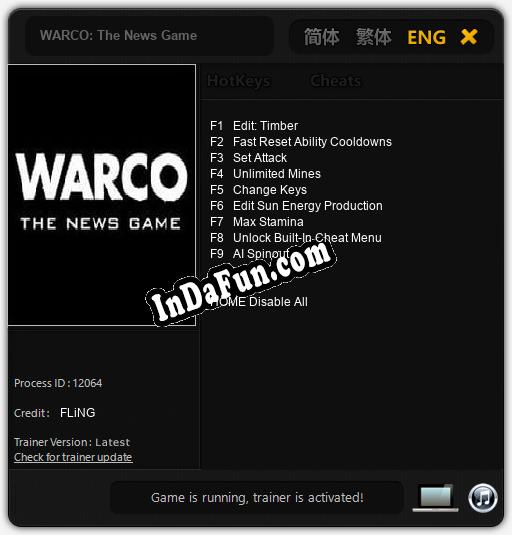 WARCO: The News Game: Trainer +9 [v1.5]