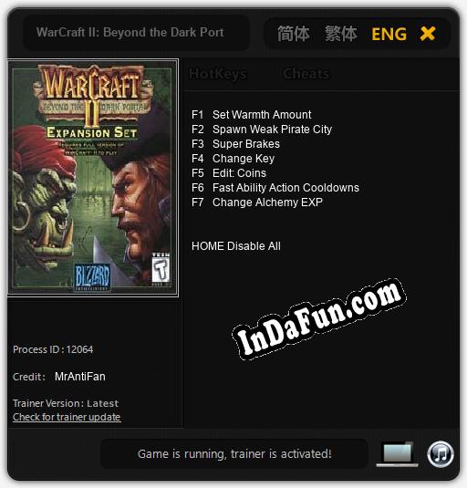 Trainer for WarCraft II: Beyond the Dark Portal [v1.0.7]