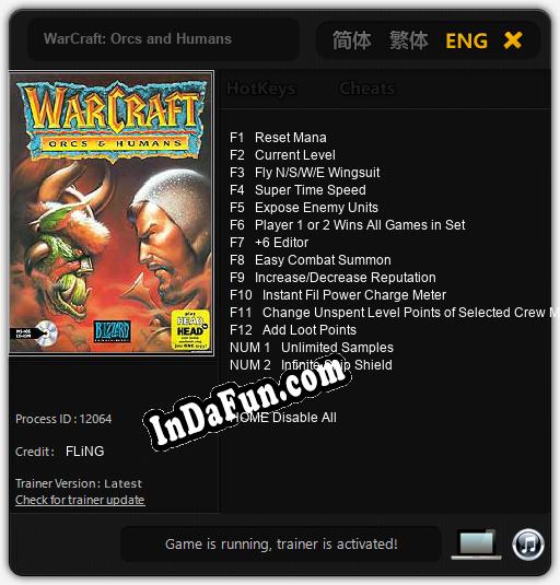 Trainer for WarCraft: Orcs and Humans [v1.0.4]