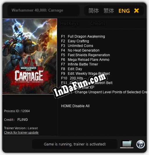 Warhammer 40,000: Carnage: TRAINER AND CHEATS (V1.0.24)