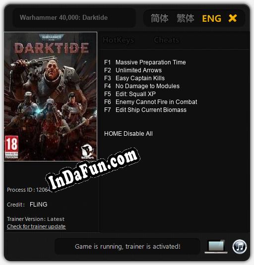 Trainer for Warhammer 40,000: Darktide [v1.0.8]