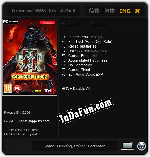 Trainer for Warhammer 40,000: Dawn of War II Retribution [v1.0.8]
