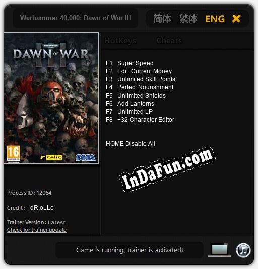 Trainer for Warhammer 40,000: Dawn of War III [v1.0.4]