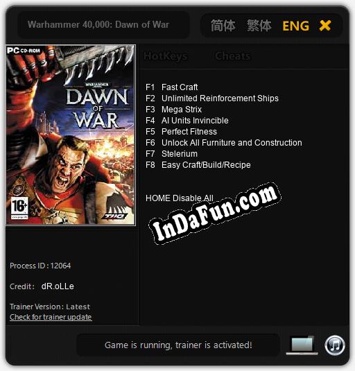 Warhammer 40,000: Dawn of War: Trainer +8 [v1.7]