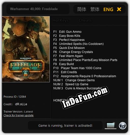 Warhammer 40,000: Freeblade: TRAINER AND CHEATS (V1.0.30)