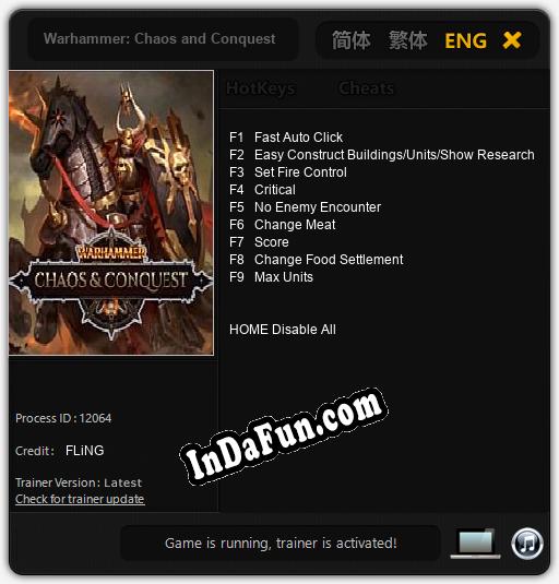 Warhammer: Chaos and Conquest: Cheats, Trainer +9 [FLiNG]