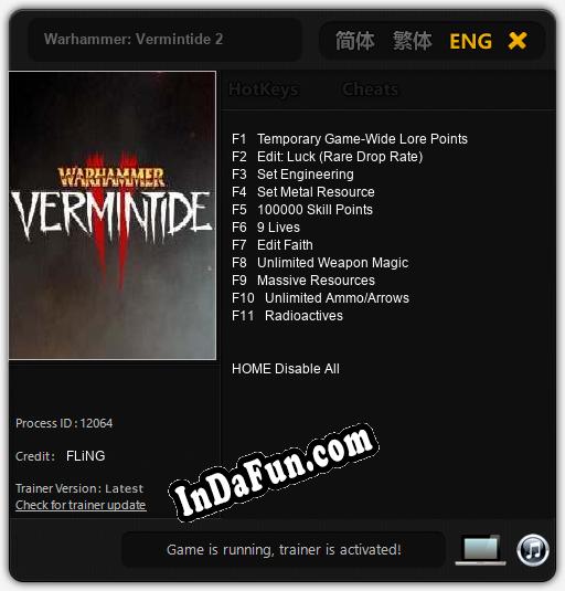 Warhammer: Vermintide 2: TRAINER AND CHEATS (V1.0.38)