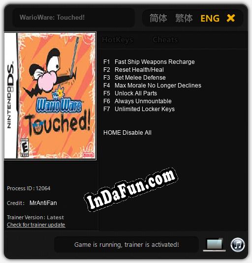 Trainer for WarioWare: Touched! [v1.0.4]