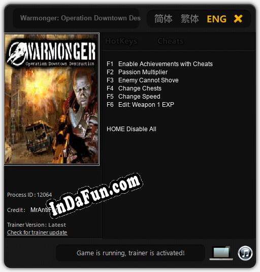 Warmonger: Operation Downtown Destruction: Cheats, Trainer +6 [MrAntiFan]