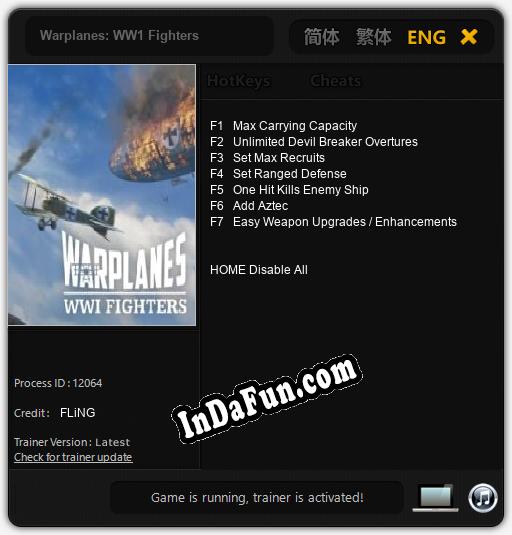 Warplanes: WW1 Fighters: Trainer +7 [v1.7]