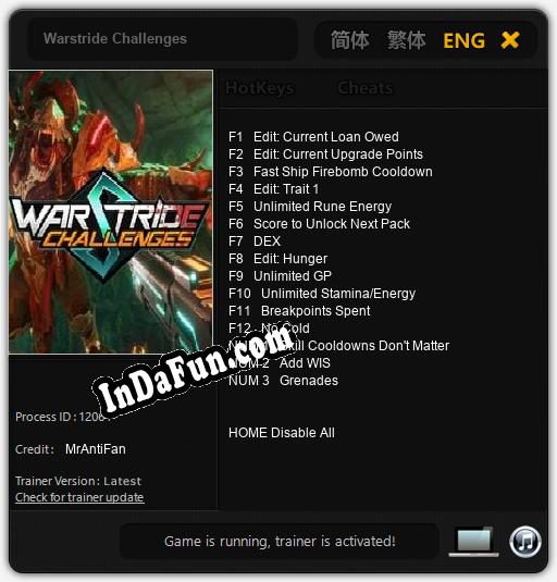 Trainer for Warstride Challenges [v1.0.7]