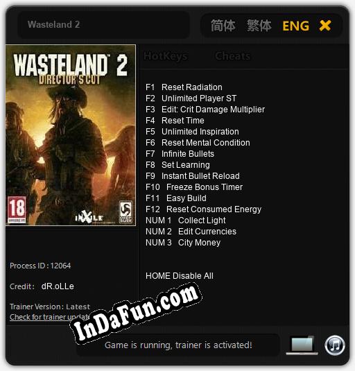 Trainer for Wasteland 2 [v1.0.5]