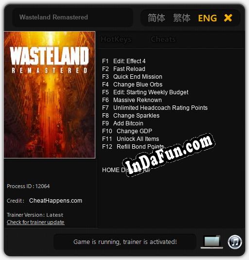 Wasteland Remastered: TRAINER AND CHEATS (V1.0.22)