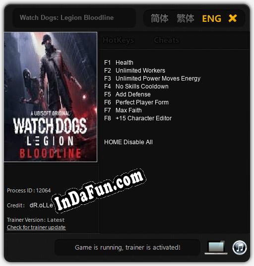 Watch Dogs: Legion Bloodline: TRAINER AND CHEATS (V1.0.64)