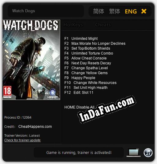 Watch Dogs: TRAINER AND CHEATS (V1.0.33)