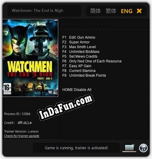 Watchmen: The End Is Nigh: Cheats, Trainer +9 [dR.oLLe]